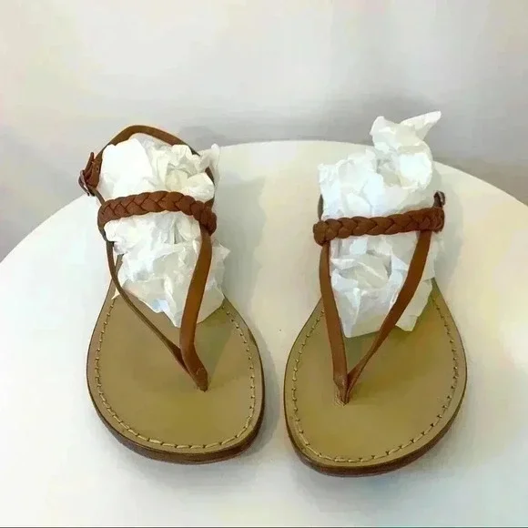 Laurent Effel brown leather braided sandal - Picture 2 of 6